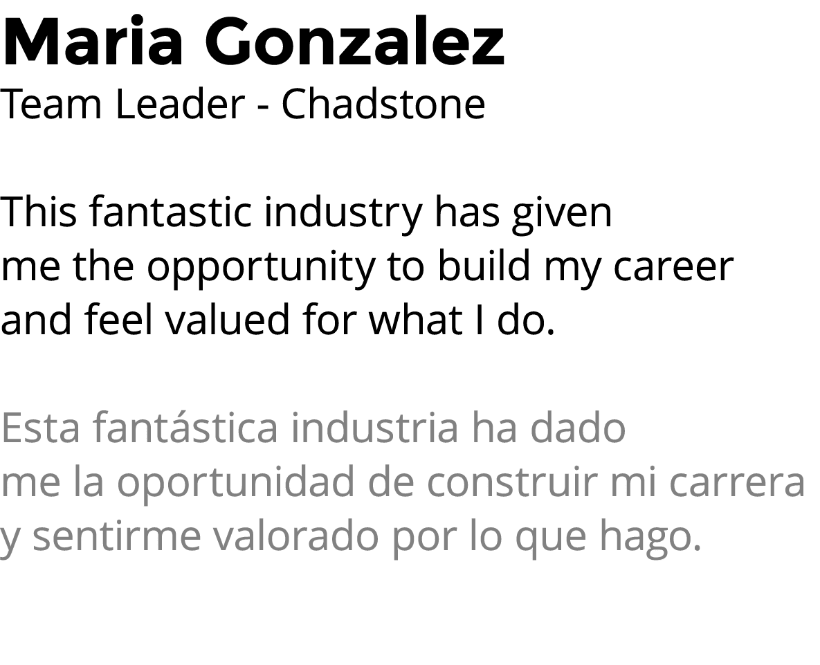 Maria Gonzalez Team Leader - Chadstone This fantastic industry has given me the opportunity to build my career and fe   